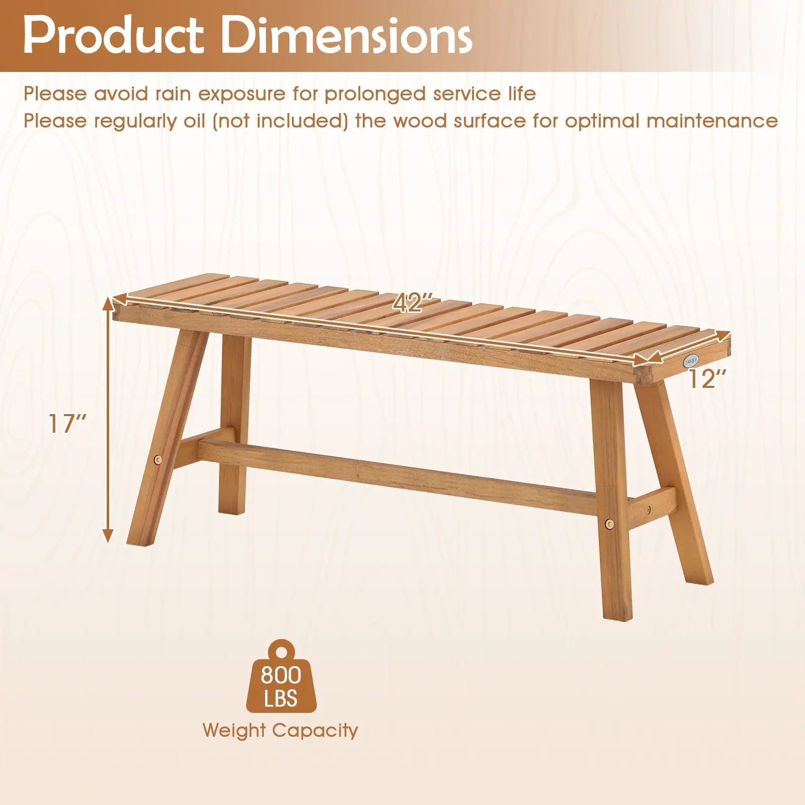 Acacia Wood Outdoor Garden Bench Set of 1/2 with Slatted Seat and 800 lbs Capacity by DirectDeals