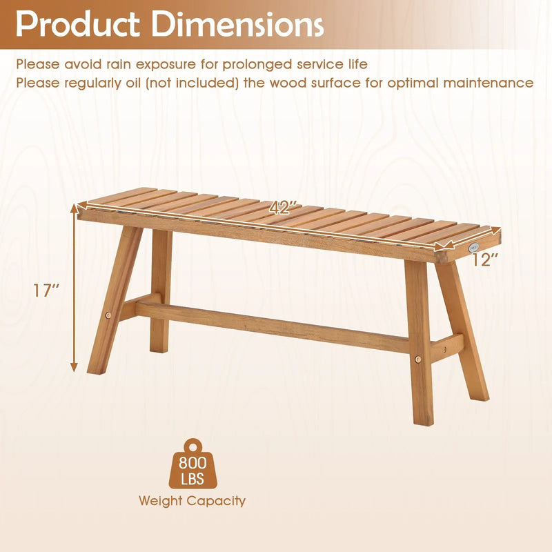 Acacia Wood Outdoor Garden Bench Set of 1/2 with Slatted Seat and 800 lbs Capacity by DirectDeals