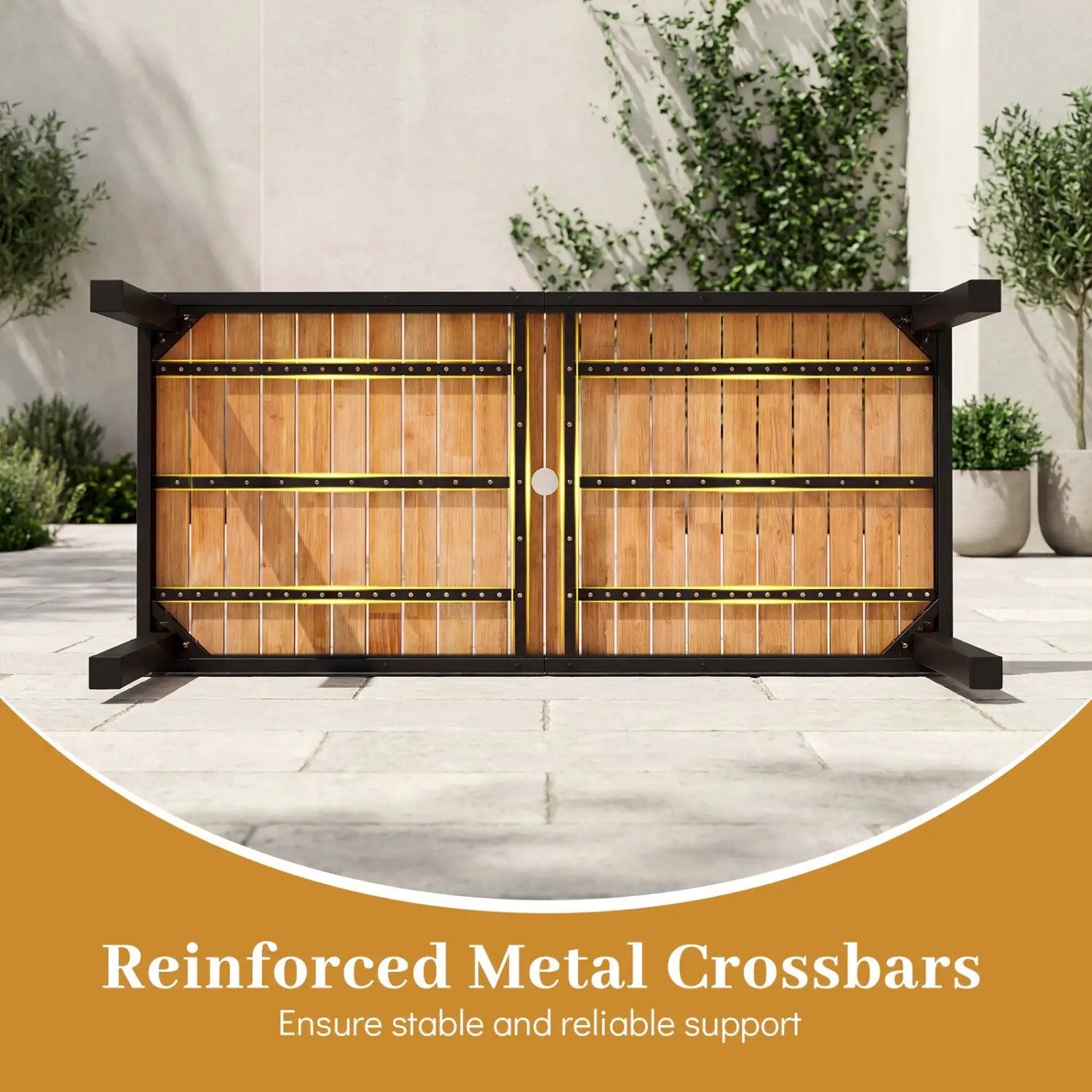 Acacia Wood Outdoor Dining Table with 1.97" Umbrella Hole for 6 People by DirectDeals