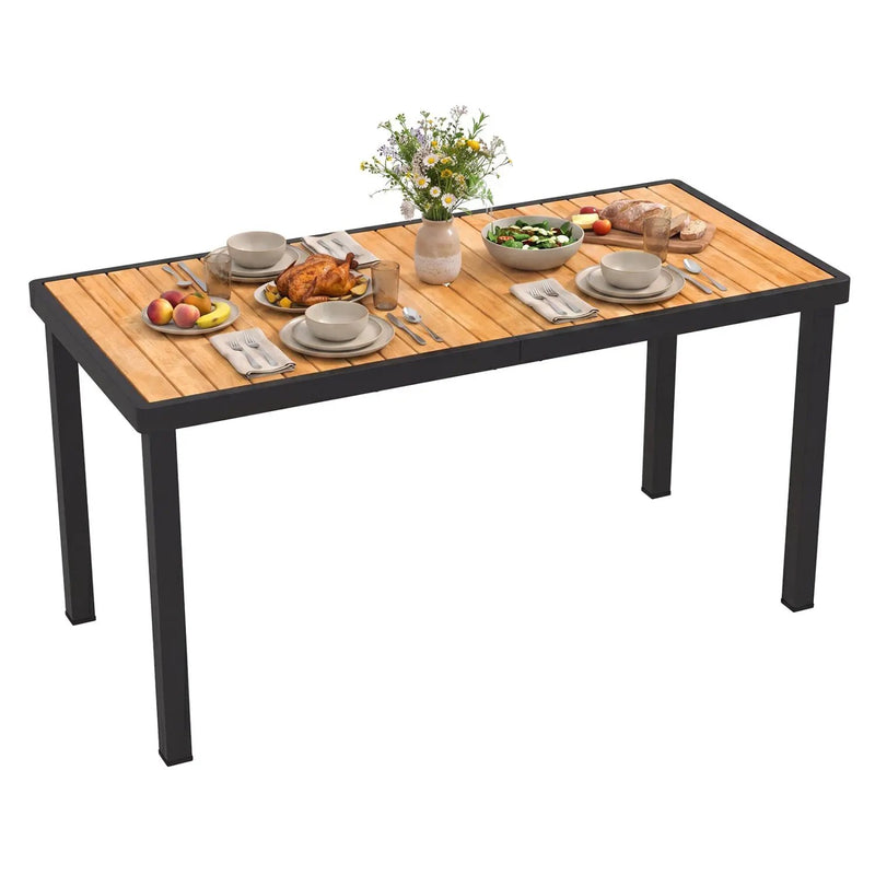 Acacia Wood Outdoor Dining Table with 1.97" Umbrella Hole for 6 People by DirectDeals