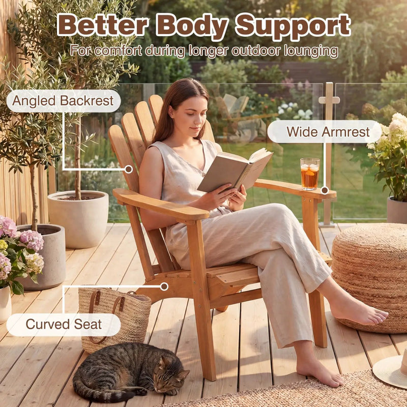 Acacia Wood Adirondack Chair - 400 lb Capacity by DirectDeals