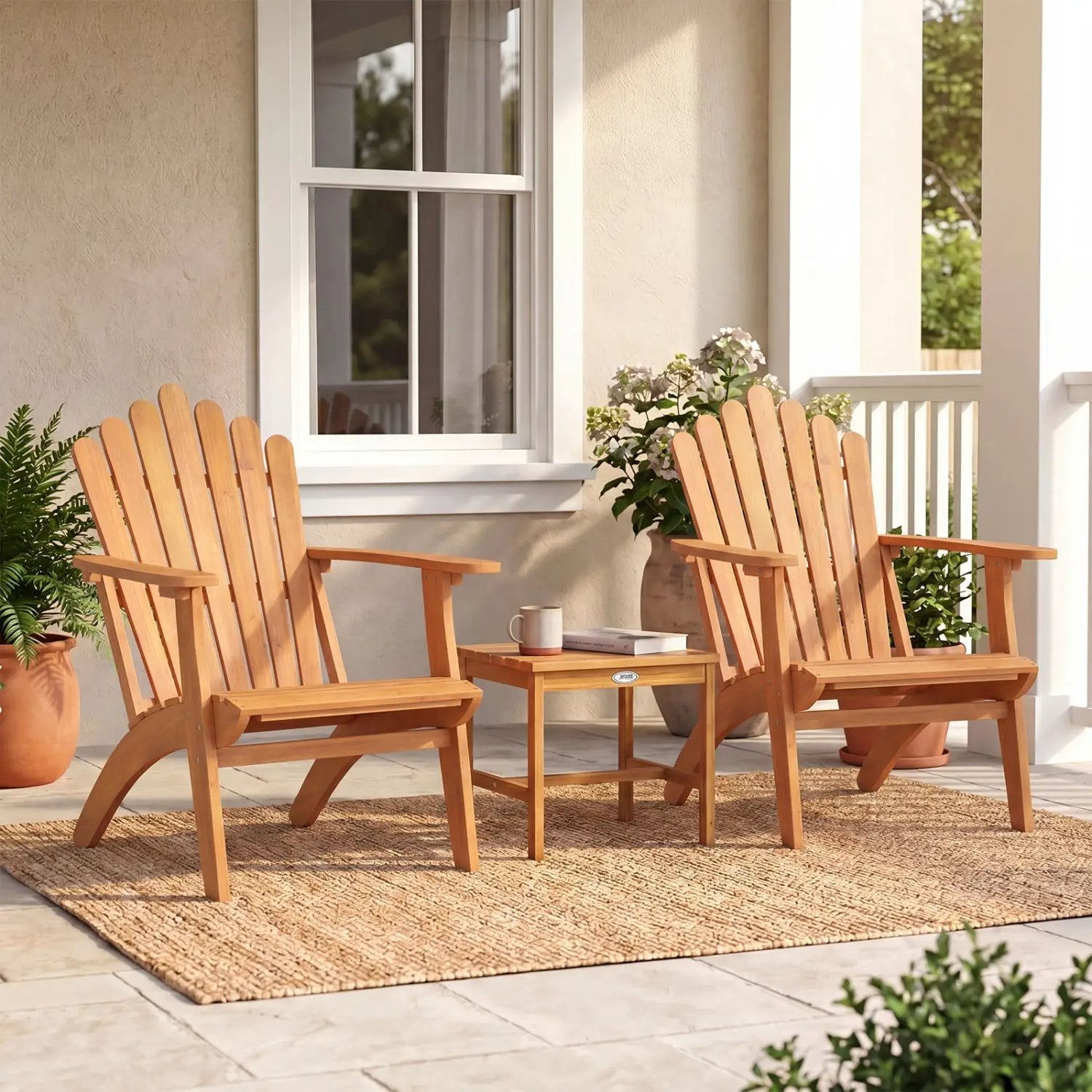 Acacia Wood Adirondack Chair - 400 lb Capacity by DirectDeals
