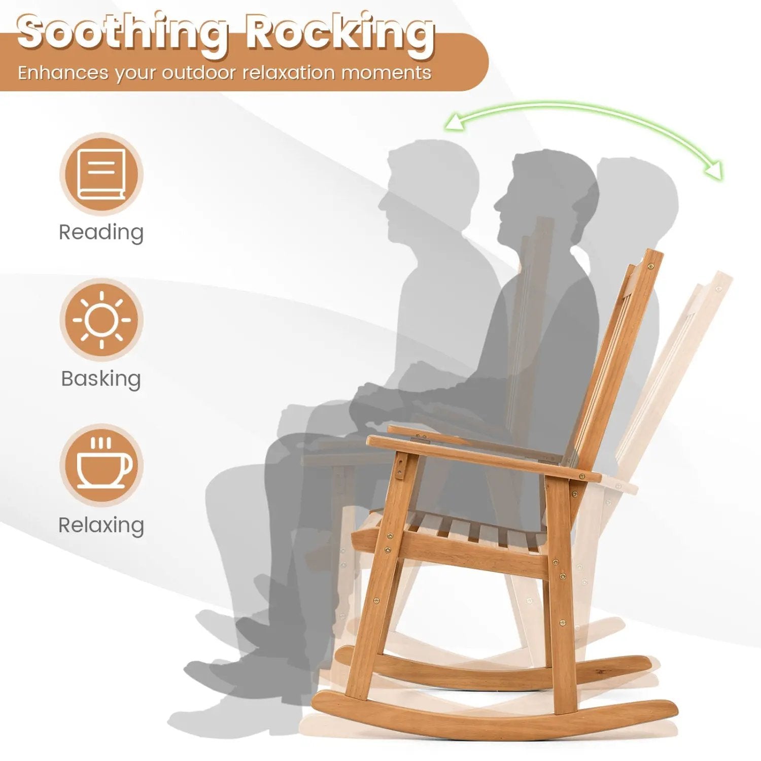Acacia Wood Oversized Rocking Chair with High Back by DirectDeals