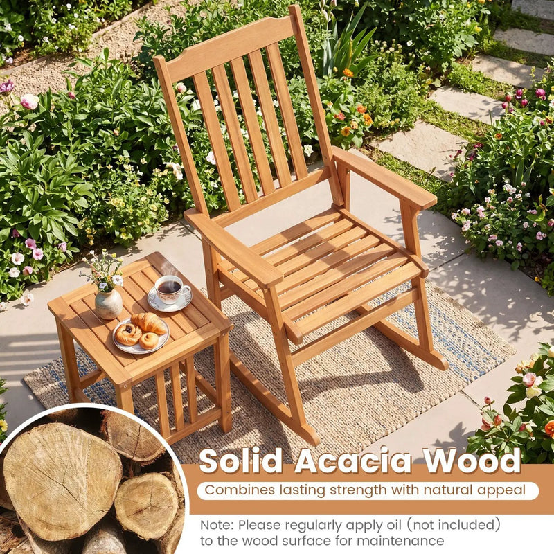 Acacia Wood Oversized Rocking Chair with High Back by DirectDeals