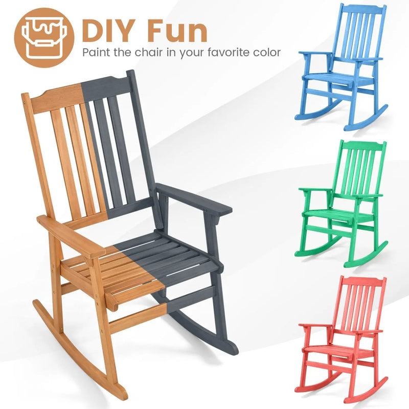 Acacia Wood Oversized Rocking Chair with High Back by DirectDeals