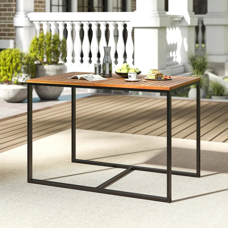 Acacia Wood Patio Dining Table with Metal Frame-Navy by DirectDeals