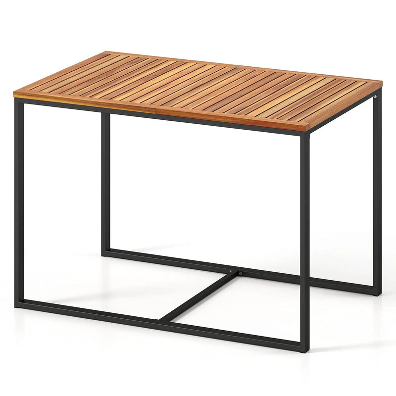 Acacia Wood Patio Dining Table with Metal Frame-Navy by DirectDeals