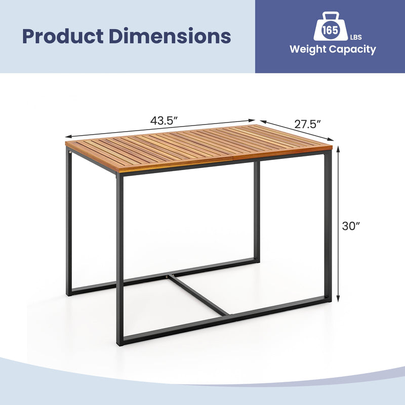 Acacia Wood Patio Dining Table with Metal Frame-Navy by DirectDeals