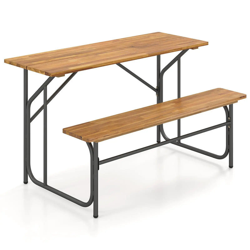Acacia Wood Patio Table Bench for 2 People One-Side Picnic Table by DirectDeals