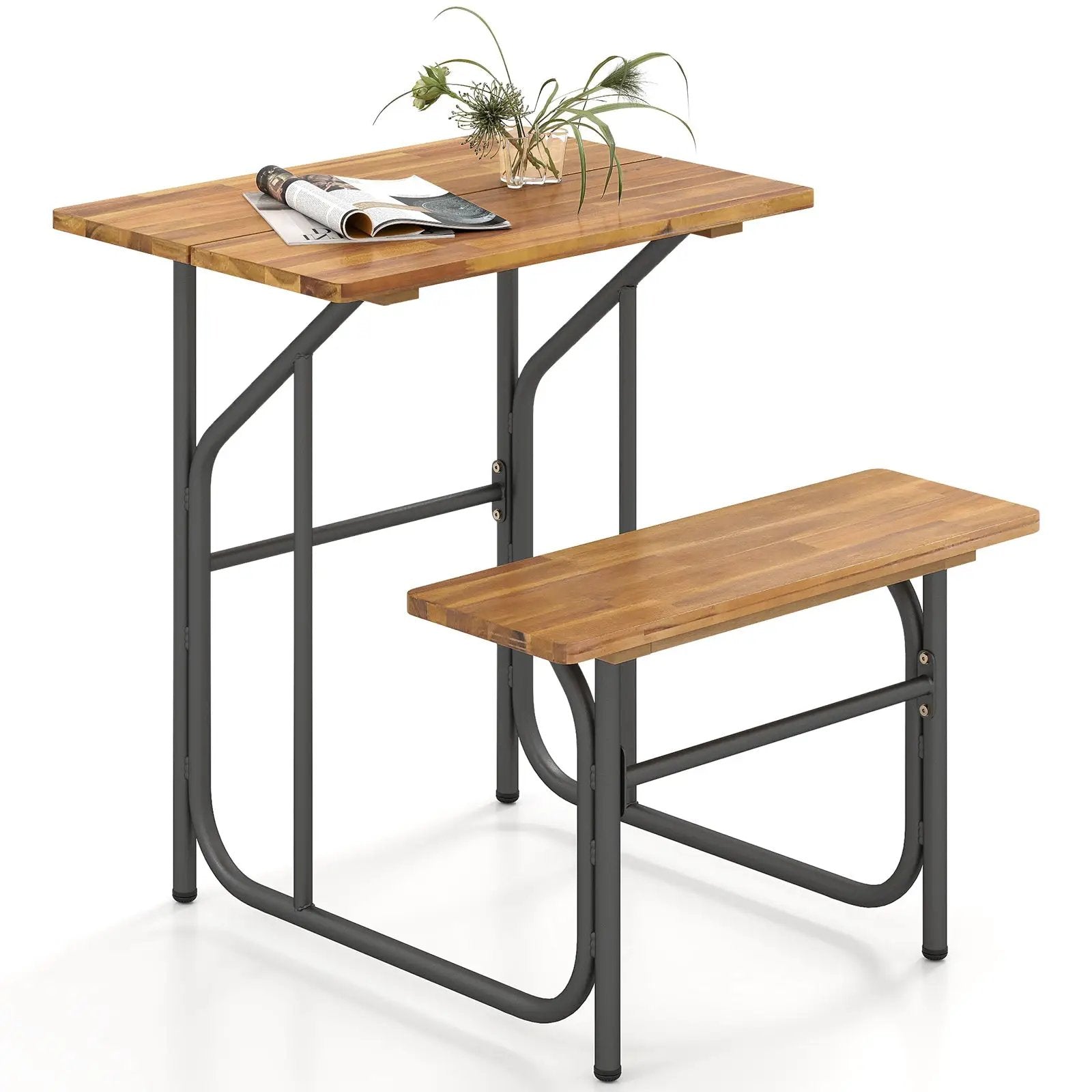 Acacia Wood Patio Table Bench Set One-Side Picnic Table and Seat by DirectDeals