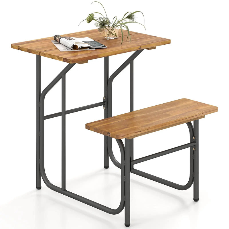 Acacia Wood Patio Table Bench Set One-Side Picnic Table and Seat by DirectDeals