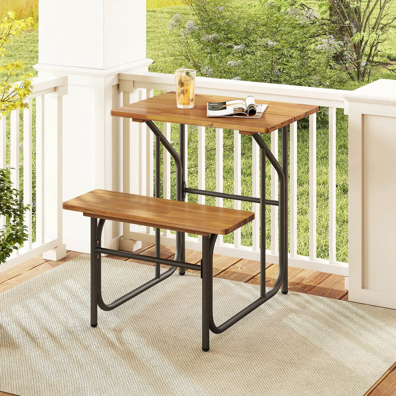 Acacia Wood Patio Table Bench Set One-Side Picnic Table and Seat by DirectDeals
