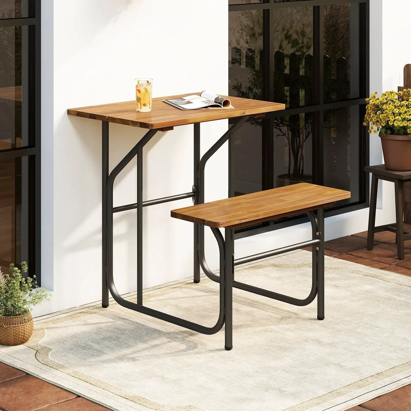 Acacia Wood Patio Table Bench Set One-Side Picnic Table and Seat by DirectDeals