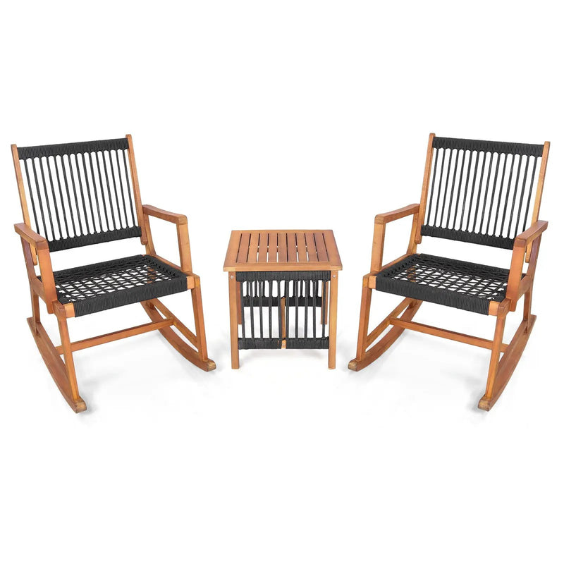 3 Pieces Acacia Wood Rocking Bistro Set by DirectDeals