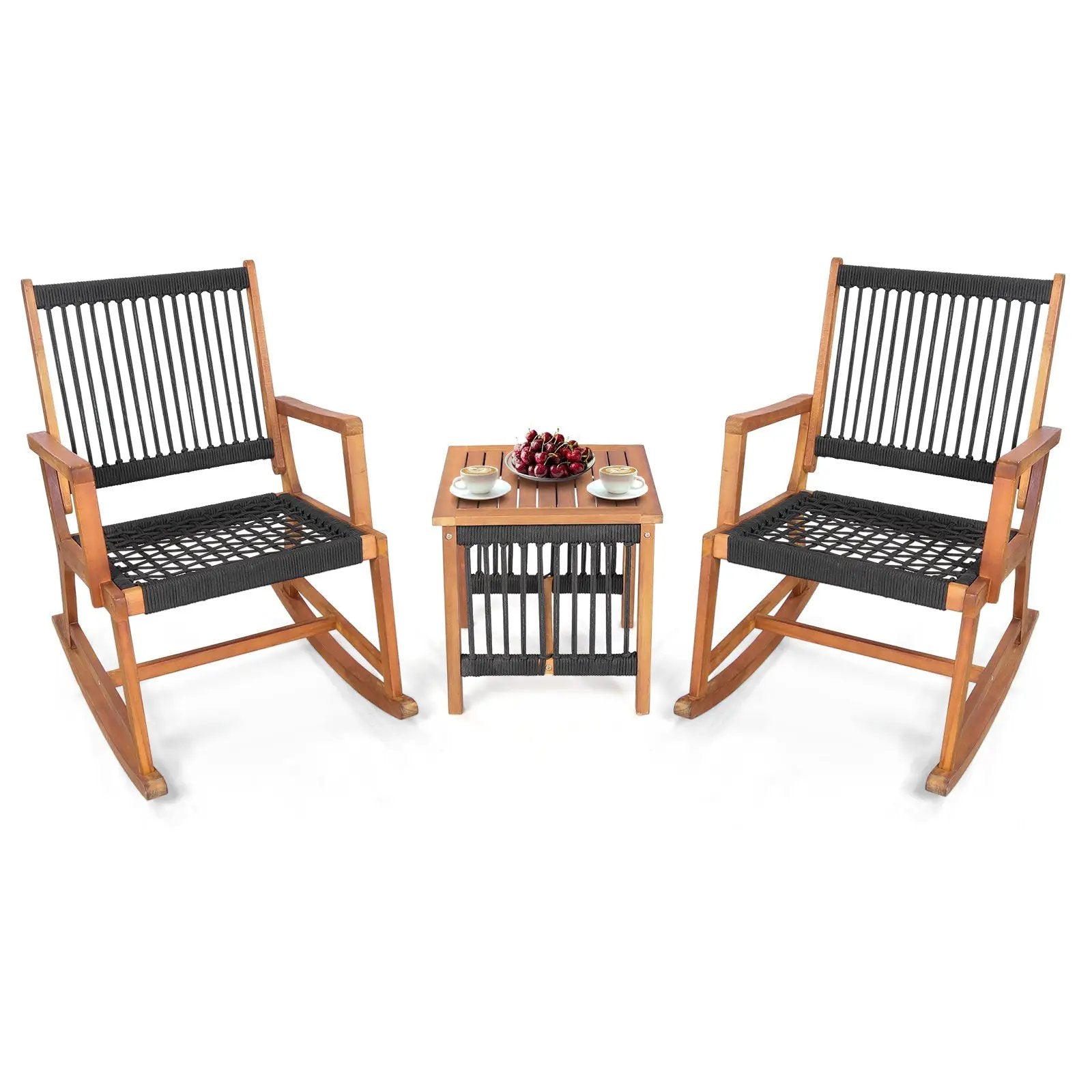 3 Pieces Acacia Wood Rocking Bistro Set by DirectDeals