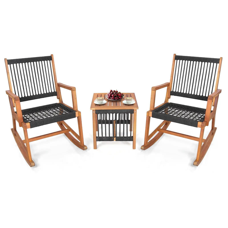 3 Pieces Acacia Wood Rocking Bistro Set by DirectDeals