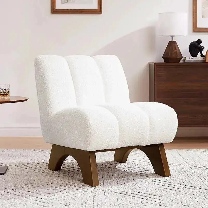 Accent Chair - Sherpa Beige Wooden, photo 10 of 14