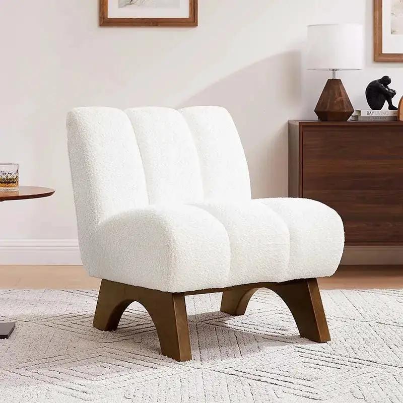 Accent Chair - Sherpa Beige Wooden by House Of Avana