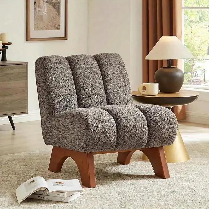 Accent Chair - Sherpa Beige Wooden, photo 12 of 14