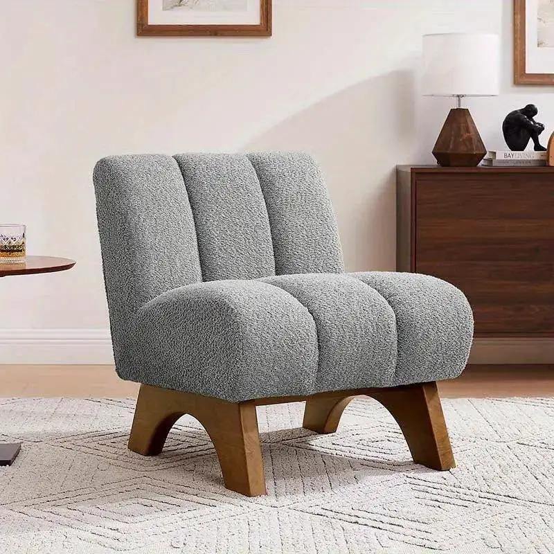 Accent Chair - Sherpa Beige Wooden by House Of Avana