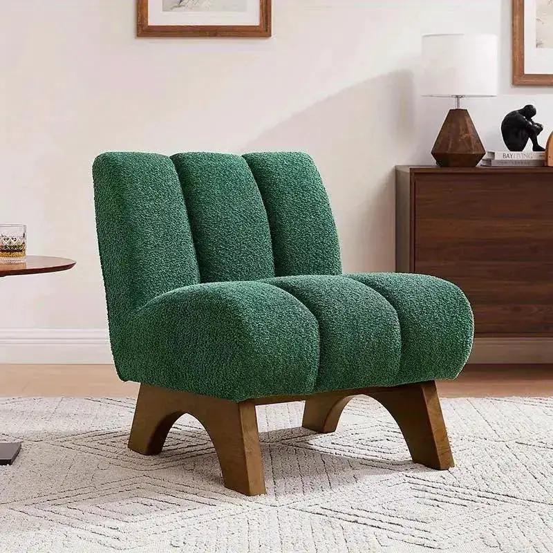 Accent Chair - Sherpa Beige Wooden, photo 14 of 14