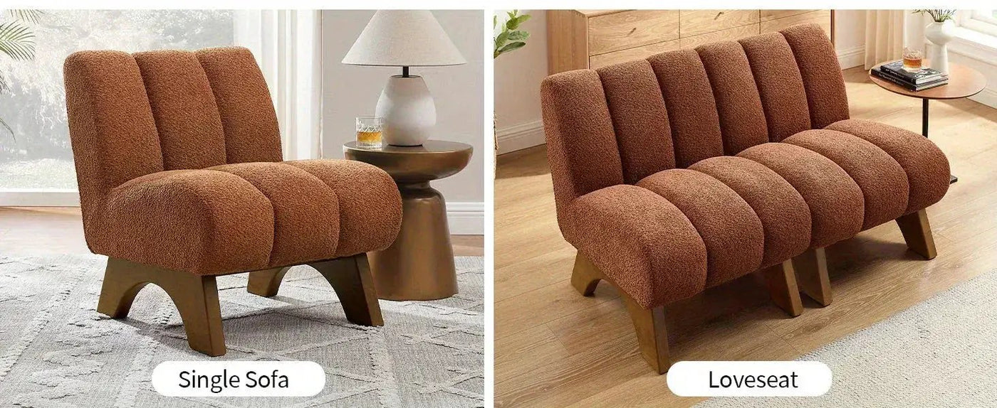 Accent Chair - Sherpa Beige Wooden by House Of Avana