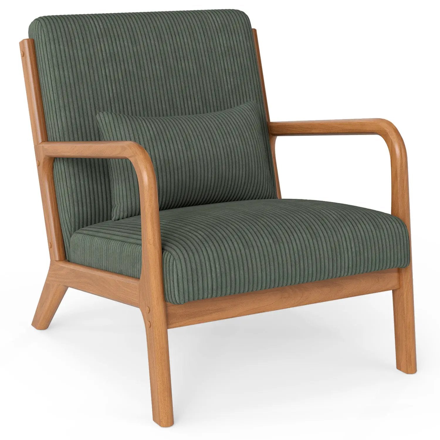 Accent Chair Corduroy Upholstered Lounge Chair with Lumbar Pillow by DirectDeals