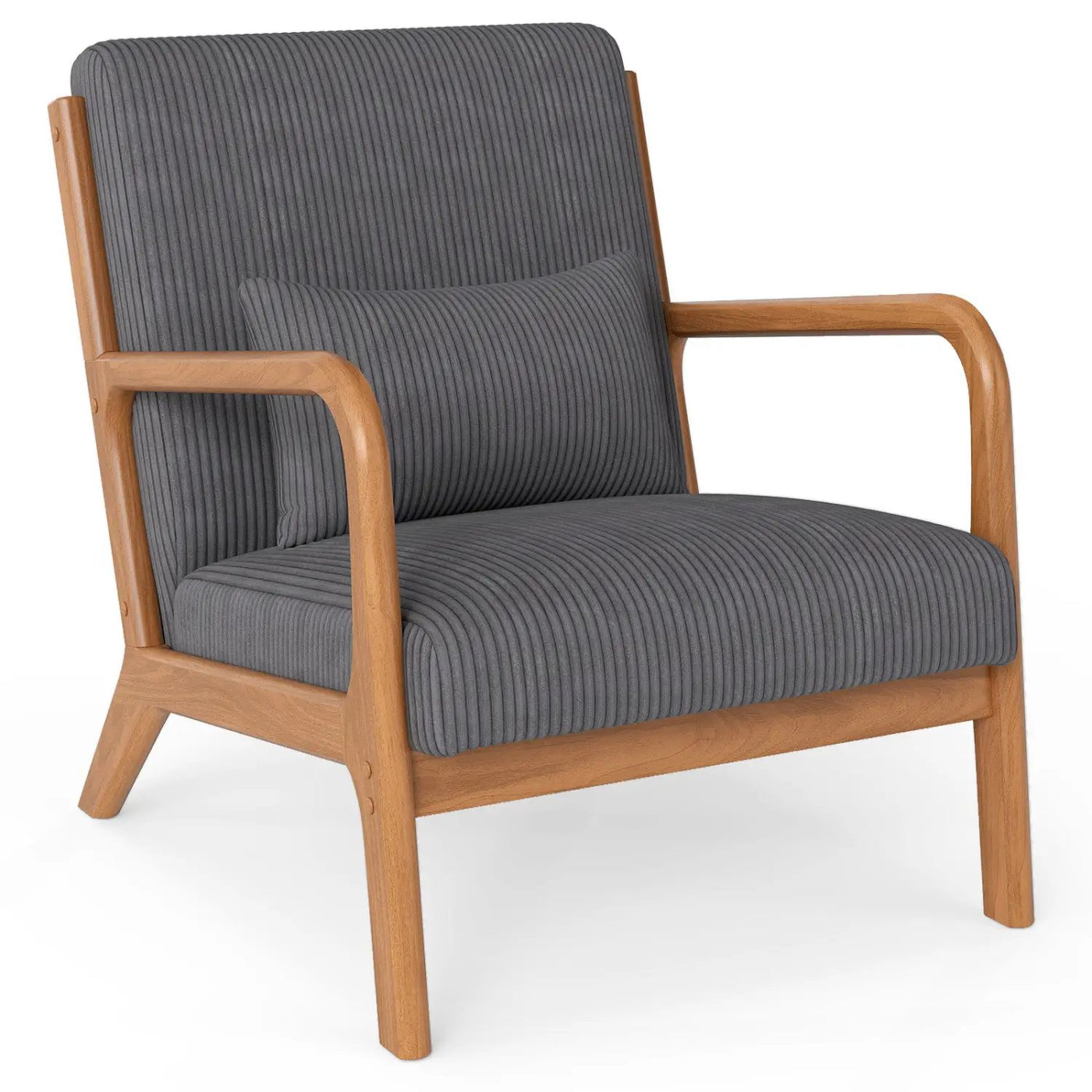 Accent Chair Corduroy Upholstered Lounge Chair with Lumbar Pillow by DirectDeals