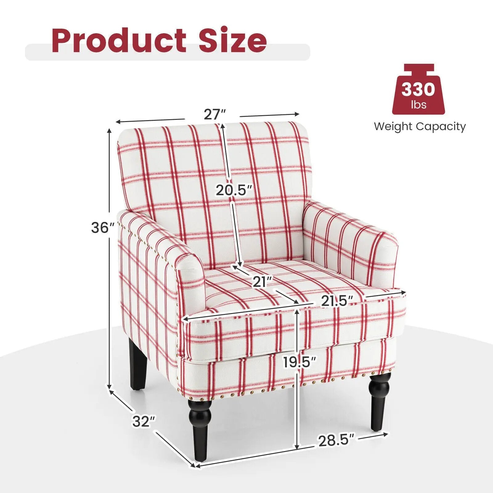 Modern Upholstered Padded Accent Chair with Rubber Wood Legs by DirectDeals