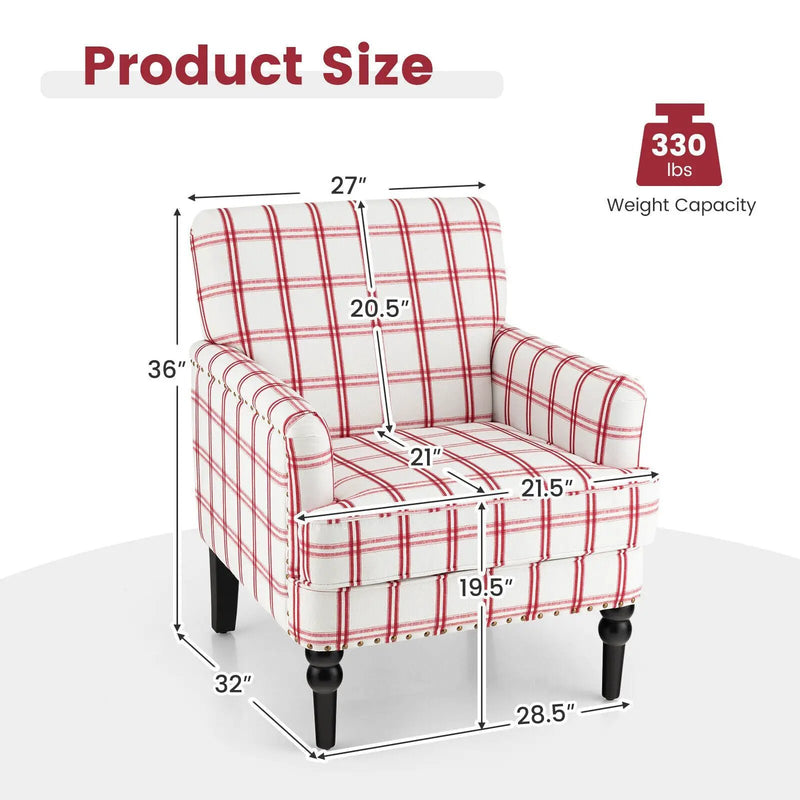 Modern Upholstered Padded Accent Chair with Rubber Wood Legs by DirectDeals