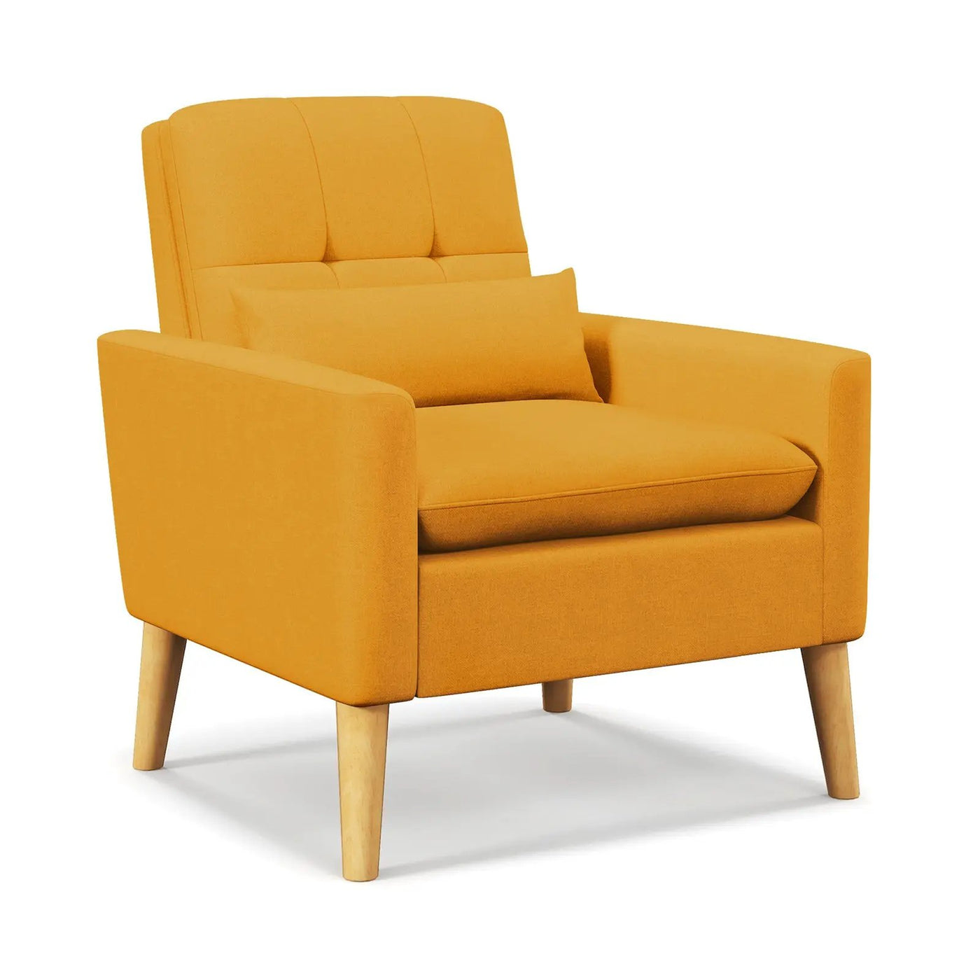 Accent Chair with Lumbar Pillow Natural Rubber Wood Legs Padded Cushions by DirectDeals