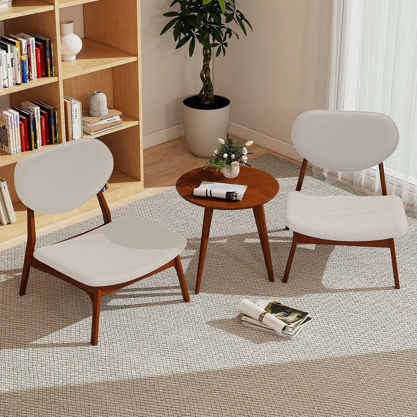 Accent Chairs Set of 2 with Side Table and Solid Wood Frame by DirectDeals