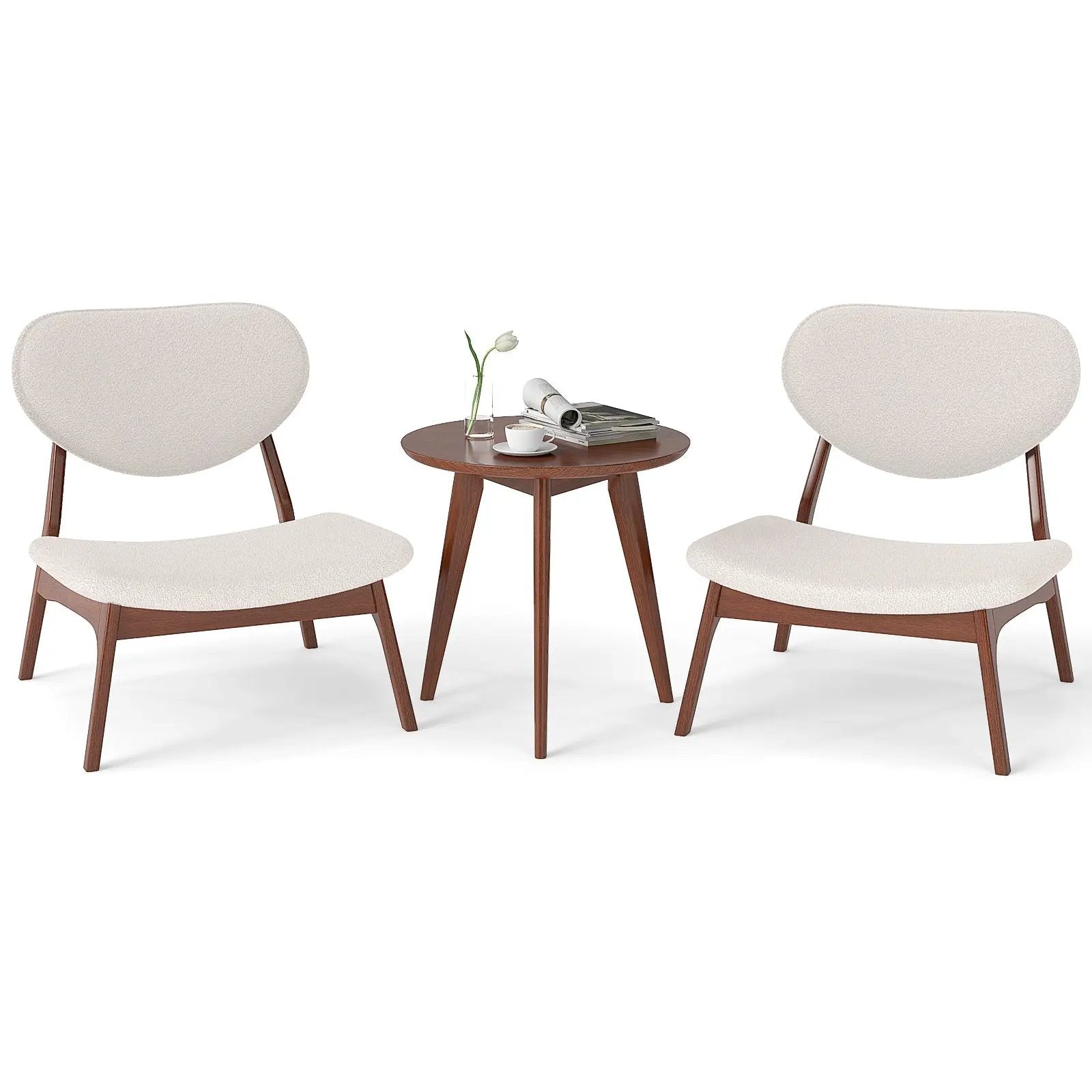 Accent Chairs Set of 2 with Side Table and Solid Wood Frame by DirectDeals