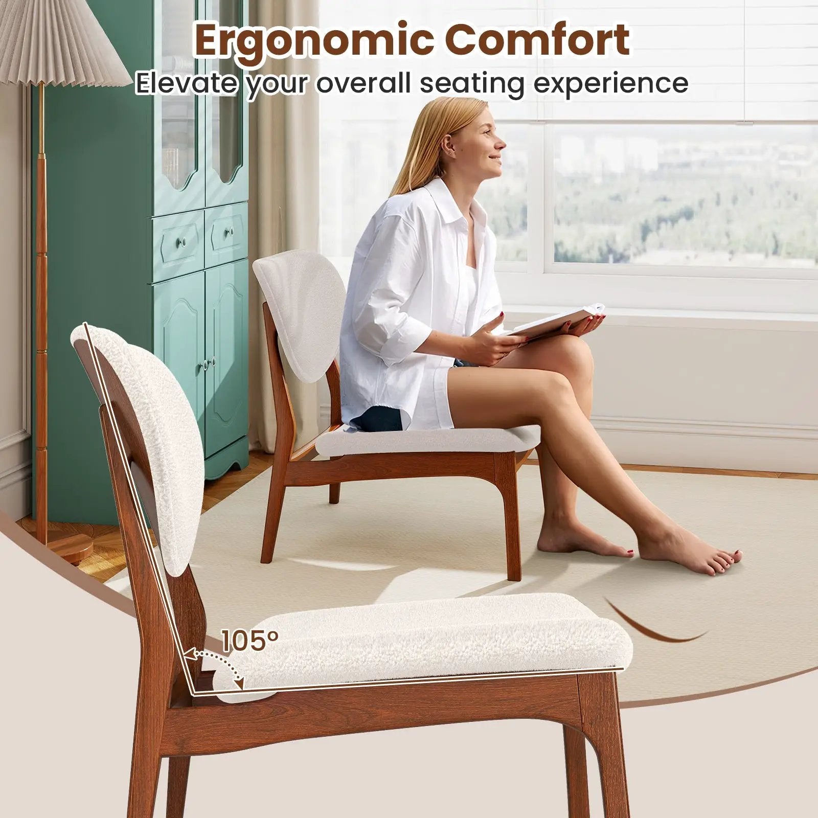 Accent Chairs Set of 2 with Side Table and Solid Wood Frame by DirectDeals