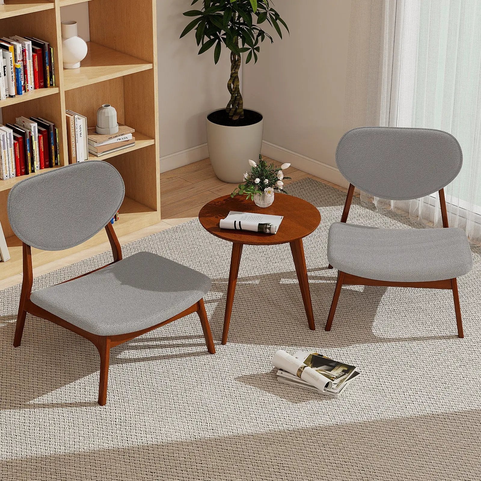 Accent Chairs Set of 2 with Side Table and Solid Wood Frame by DirectDeals