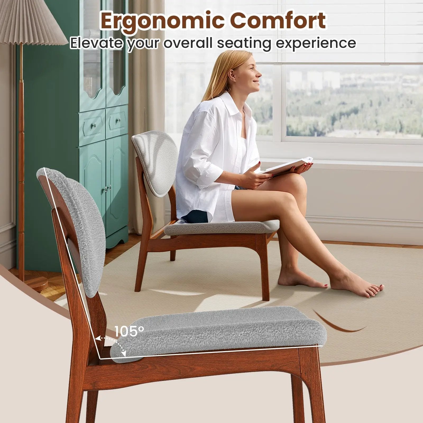 Accent Chairs Set of 2 with Side Table and Solid Wood Frame by DirectDeals