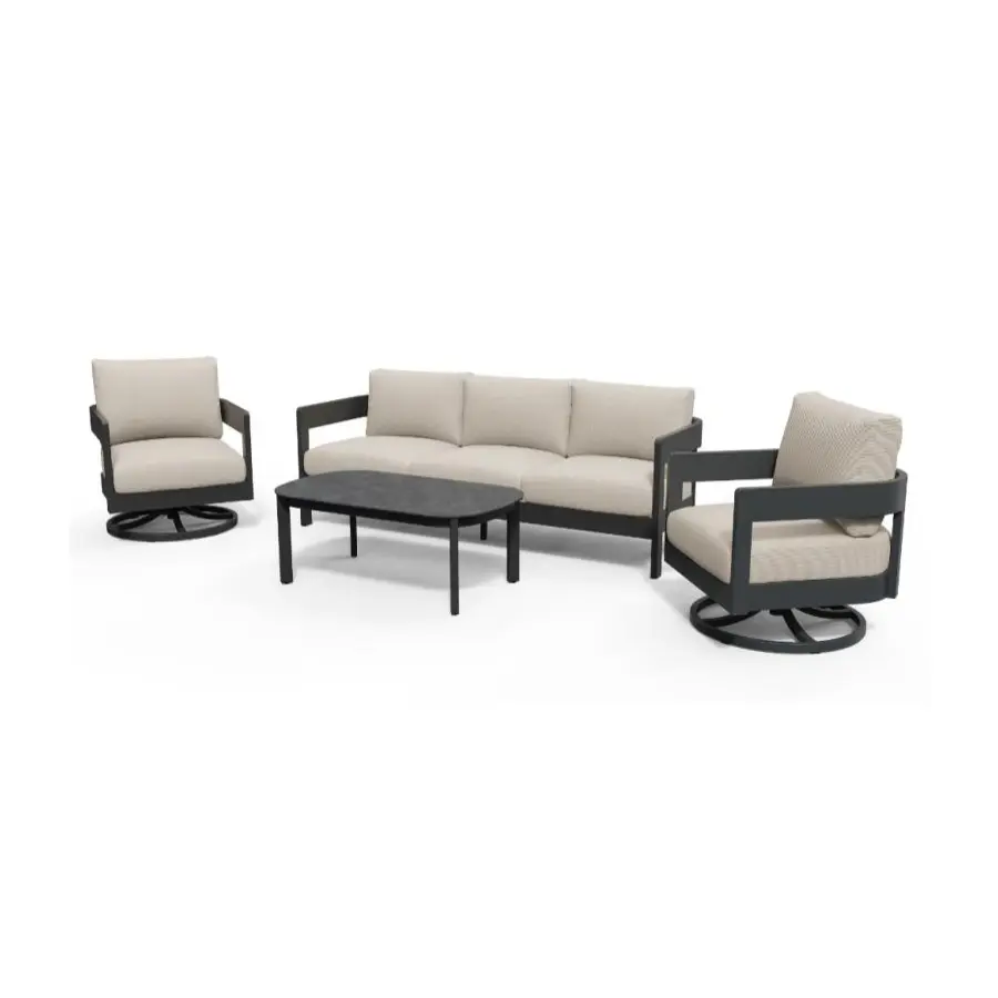 Aconcagua 4-Piece Aluminum Living Room Set With Swivel Chairs by Outdoor-USA®