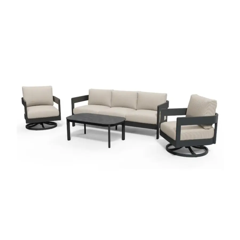Aconcagua 4-Piece Aluminum Living Room Set With Swivel Chairs by Outdoor-USA®