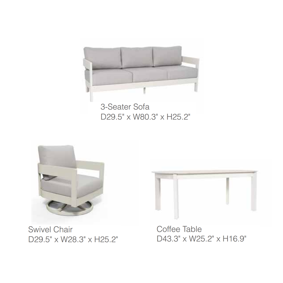 Aconcagua 4-Piece Aluminum Living Room Set With Swivel Chairs by Outdoor-USA®