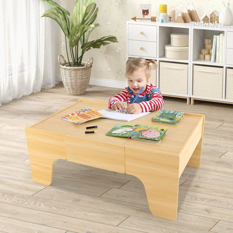 84-Piece Wooden Train Set with Reversible and Detachable Tabletop by DirectDeals