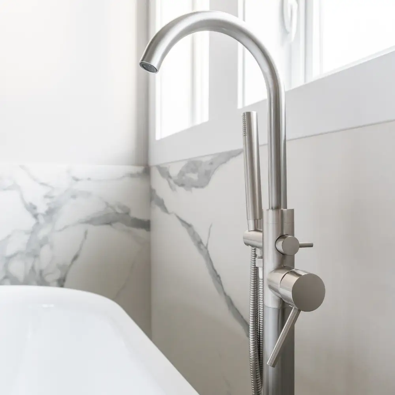 Zeek Floor Tub Faucet Brushed Nickle F-TN52 by ZEEK