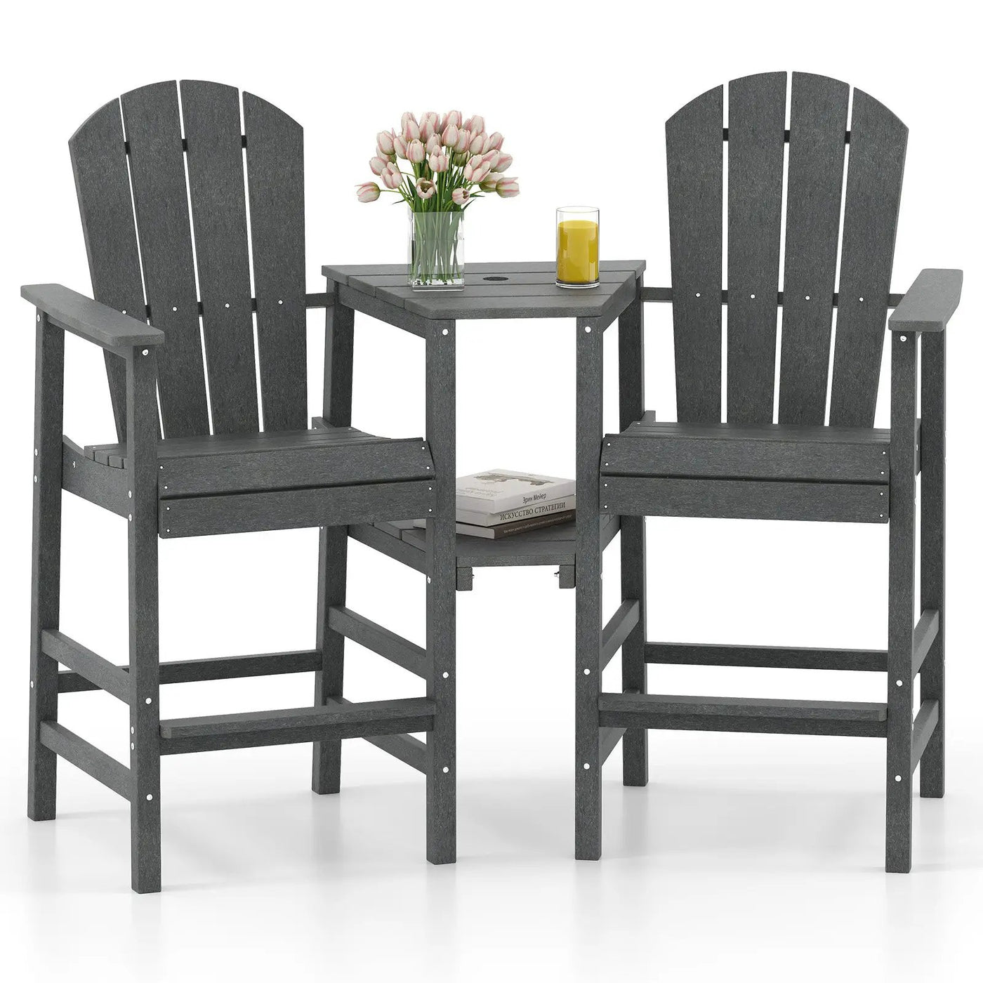 2-Seat Adirondack Chair All-Weather Adirondack Chair with Double Connecting Tray by DirectDeals
