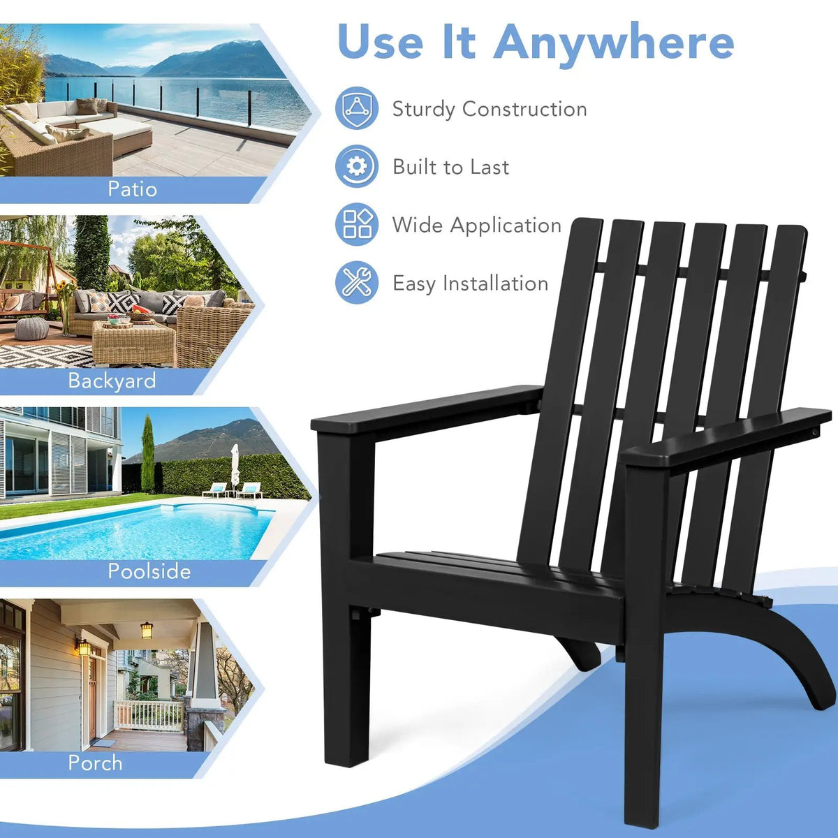 Outdoor Durable Patio Acacia Wood Adirondack Lounge Armchair by DirectDeals