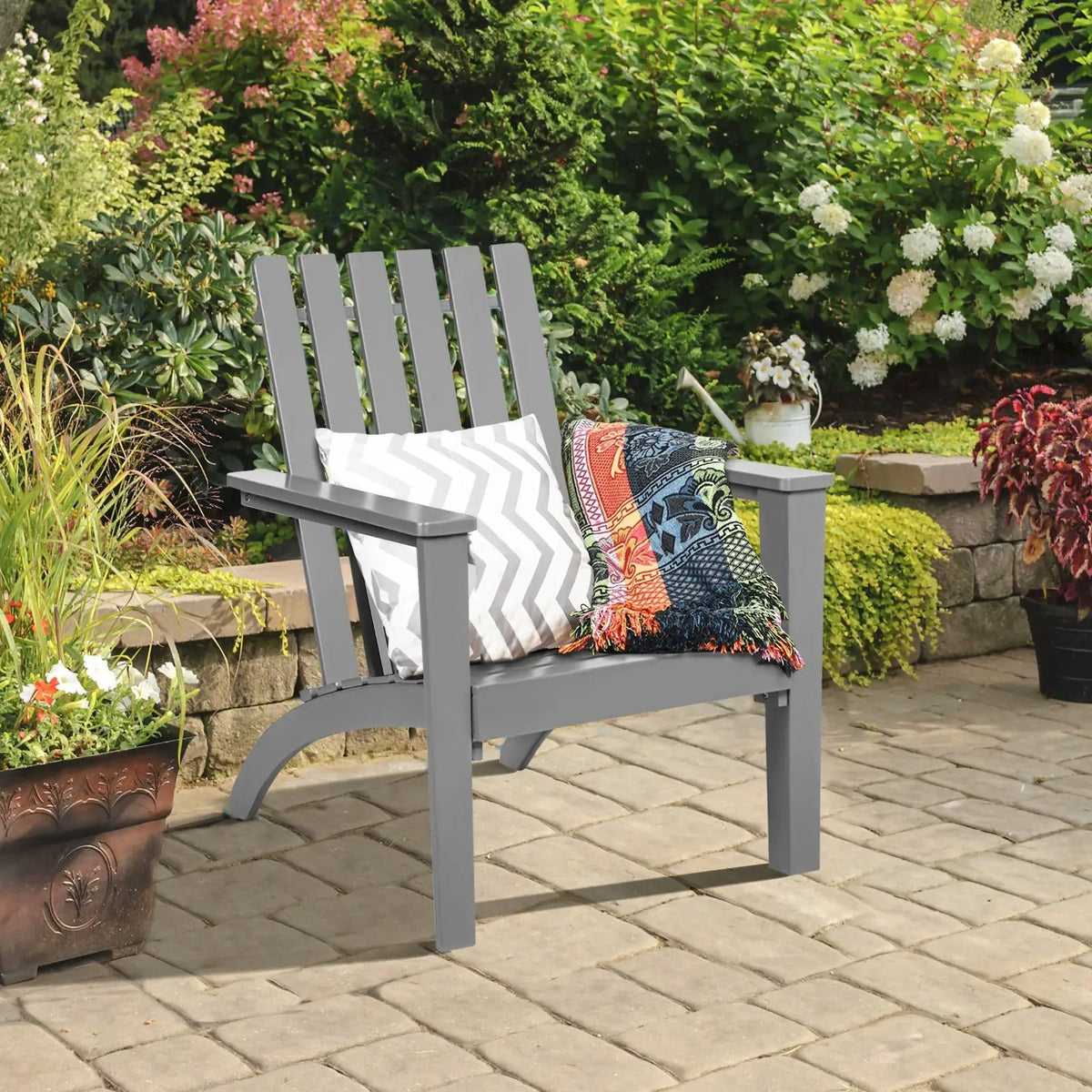 Outdoor Durable Patio Acacia Wood Adirondack Lounge Armchair by DirectDeals