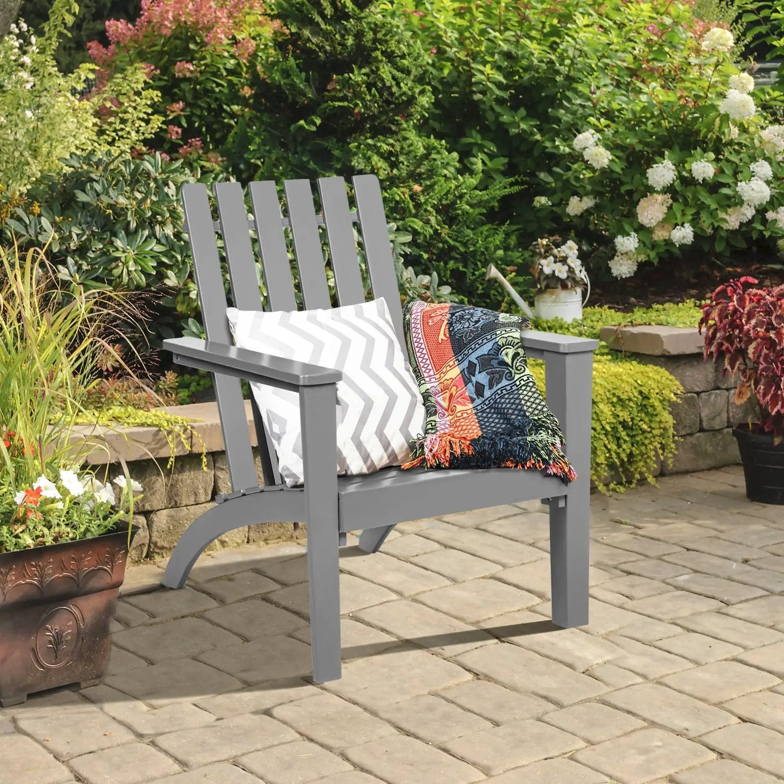Outdoor Durable Patio Acacia Wood Adirondack Lounge Armchair by DirectDeals