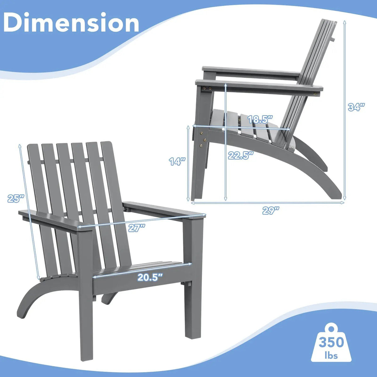 Outdoor Durable Patio Acacia Wood Adirondack Lounge Armchair by DirectDeals