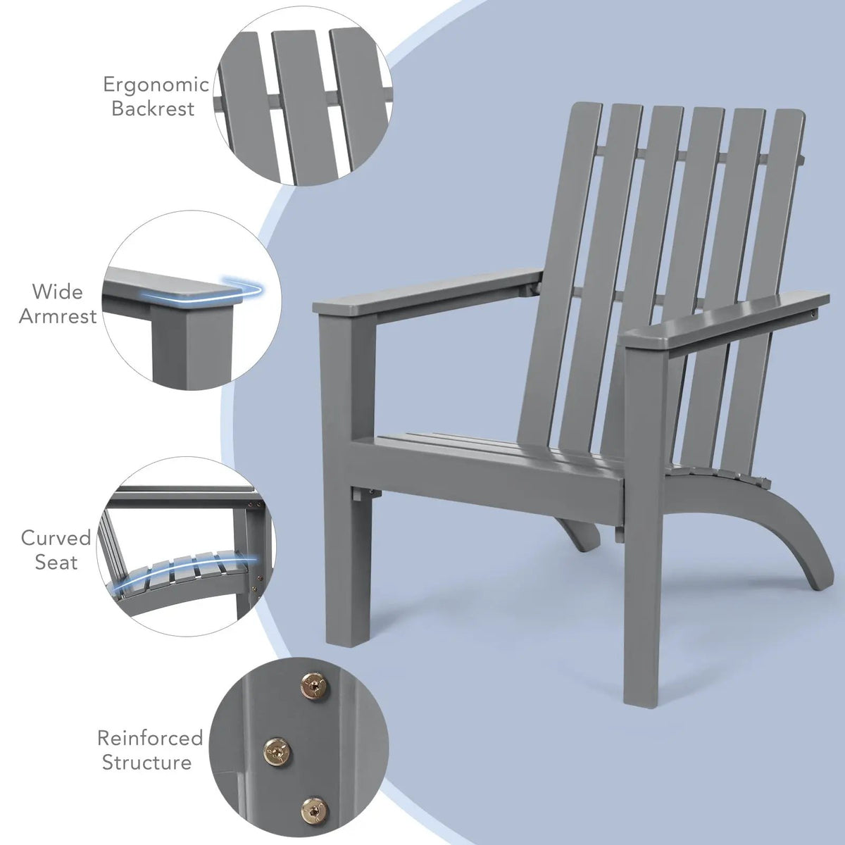 Outdoor Durable Patio Acacia Wood Adirondack Lounge Armchair by DirectDeals