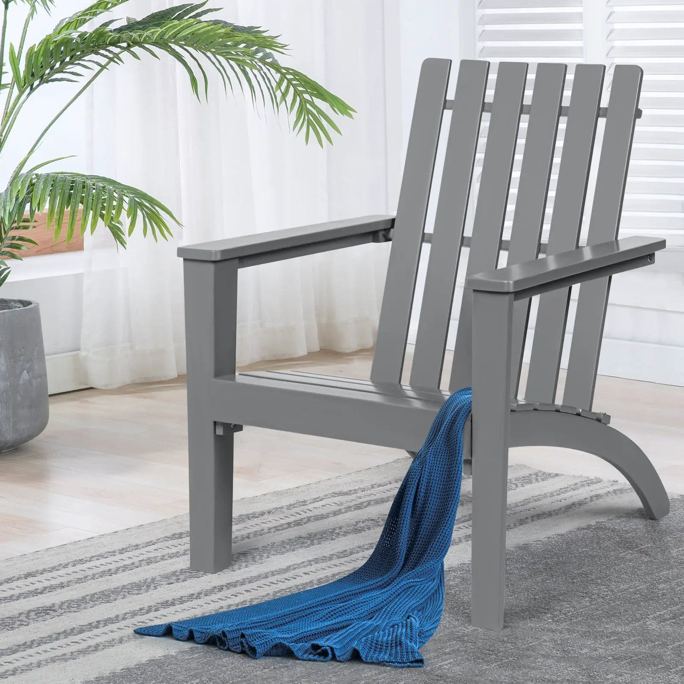 Outdoor Durable Patio Acacia Wood Adirondack Lounge Armchair by DirectDeals