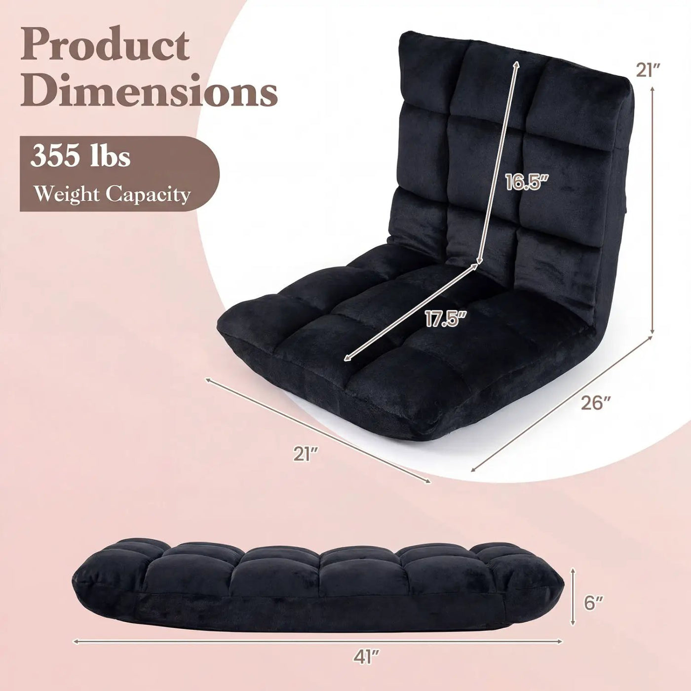 Adjustable 14-position Cushioned Floor Chair by DirectDeals