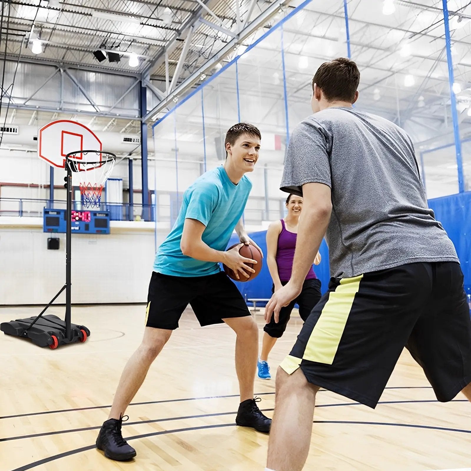 Adjustable Basketball Hoop System Stand with Wheels by DirectDeals
